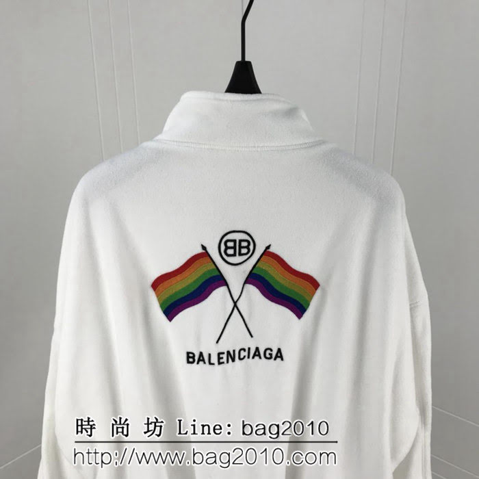 BALENCIAGA巴黎世家 19年新款 背後彩虹國旗 遙粒絨布絨面料 OS寬鬆版 夾克外套衫 男女同款 ydi2591